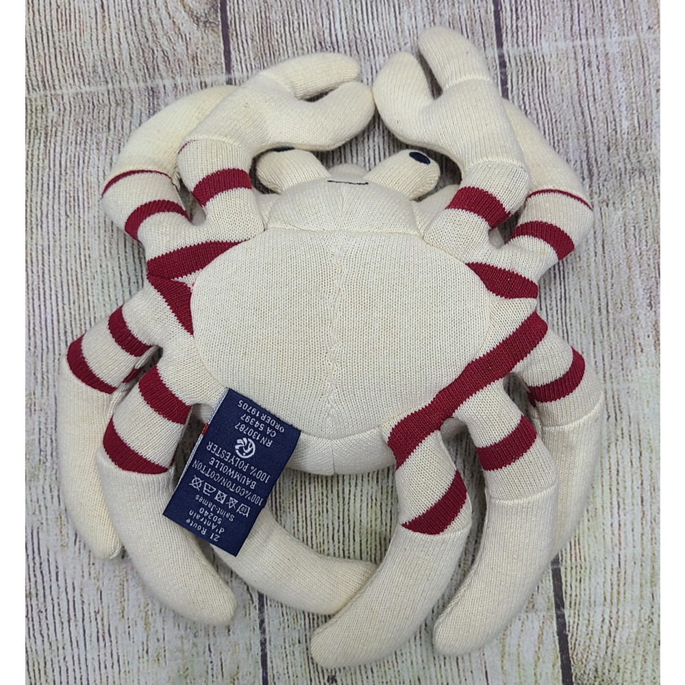Petit Saint James Plush Crab Stuffed Animal Cream Red Striped - Picture 10 of 10